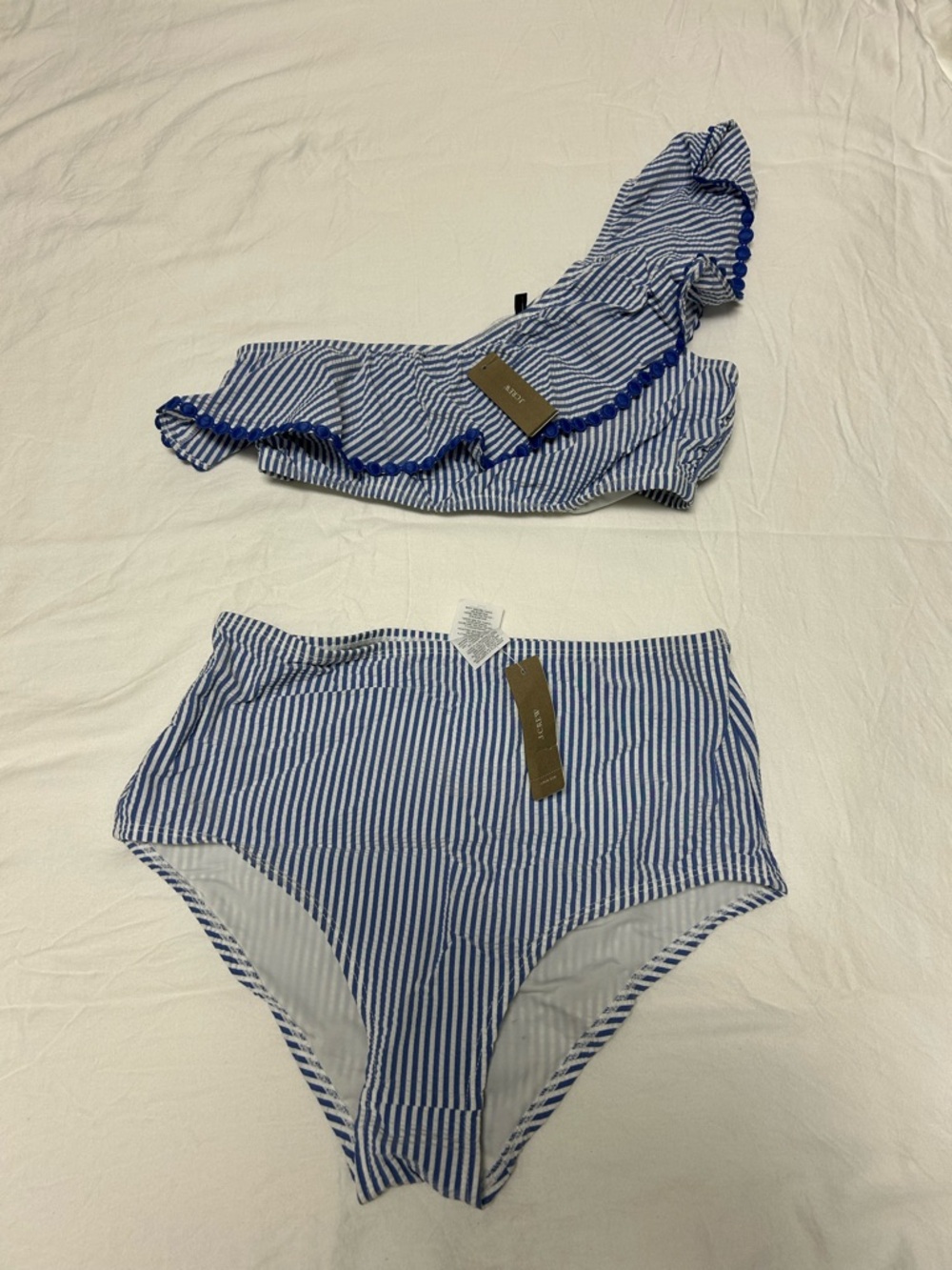 J Crew blue and white stripes seer sucker bikini (Bin A)